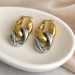 8 Other Reasons Link Up Earring Two Tone Chain Link Pierced